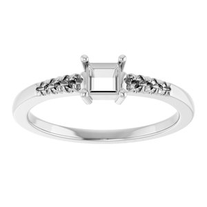 10K White Gold 3.5x3.5 mm Square Ring Mounting – image 6