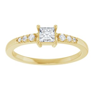 18K Yellow Gold 3.5x3.5 mm Square Ring Mounting – image 5