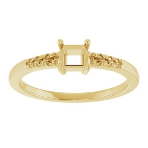 18K Yellow Gold 3.5x3.5 mm Square Ring Mounting – image 6