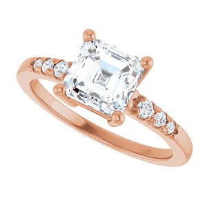 18K Rose Gold 6.5x6.5 mm Asscher Ring Mounting – image 8