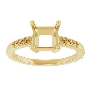 10K Yellow Gold 6.5x6.5 mm Asscher Ring Mounting – image 6