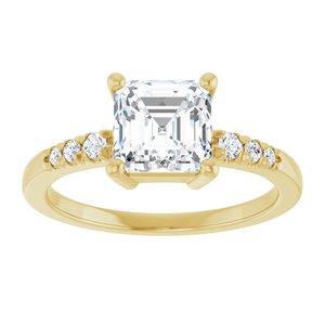 10K Yellow Gold 6.5x6.5 mm Asscher Ring Mounting – image 5