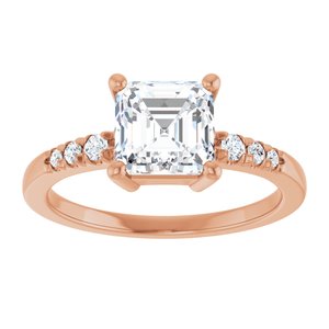 14K Rose Gold 6.5x6.5 mm Asscher Ring Mounting – image 5