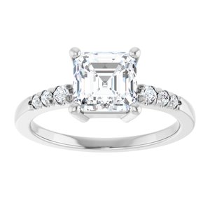14K White Gold 6.5x6.5 mm Asscher Ring Mounting – image 5