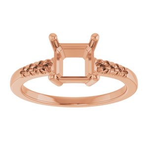18K Rose Gold 6.5x6.5 mm Asscher Ring Mounting – image 6