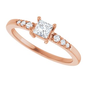 18K Rose Gold 3.5x3.5 mm Square Ring Mounting – image 8