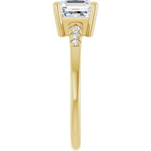 14K Yellow Gold 6.5x6.5 mm Asscher Ring Mounting – image 7