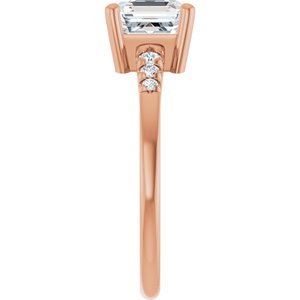 14K Rose Gold 6.5x6.5 mm Asscher Ring Mounting – image 7