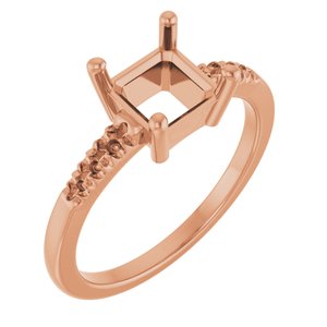 14K Rose Gold 6.5x6.5 mm Asscher Ring Mounting – image 2