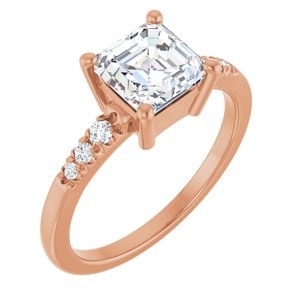 18K Rose Gold 6.5x6.5 mm Asscher Ring Mounting
