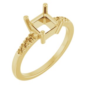10K Yellow Gold 6.5x6.5 mm Asscher Ring Mounting – image 2
