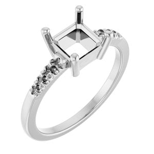 Sterling Silver 6.5x6.5 mm Asscher Ring Mounting – image 2