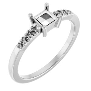 10K White Gold 4x4 mm Square Ring Mounting – image 2