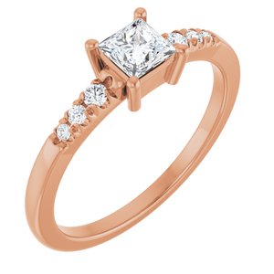 10K Rose Gold 4x4 mm Square Ring Mounting