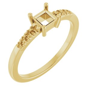 10K Yellow Gold 4x4 mm Square Ring Mounting – image 2