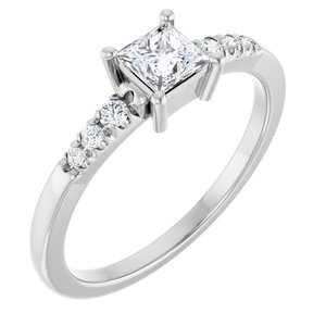 14K White Gold 4x4 mm Square Ring Mounting