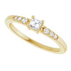 10K Yellow Gold 3x3 mm Asscher Ring Mounting – image 8