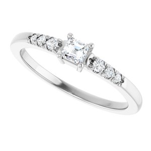 Platinum 3x3 mm Asscher Ring Mounting – image 8