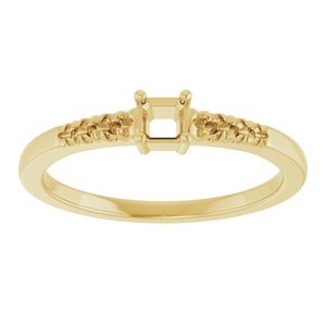 14K Yellow Gold 3x3 mm Asscher Ring Mounting – image 6