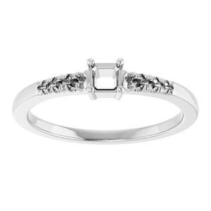 Platinum 3x3 mm Asscher Ring Mounting – image 6