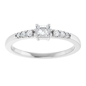 10K White Gold 3x3 mm Asscher Ring Mounting – image 5