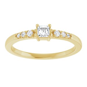 14K Yellow Gold 3x3 mm Asscher Ring Mounting – image 5