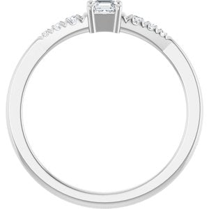 14K X1 White Gold 3x3 mm Asscher Ring Mounting – image 3