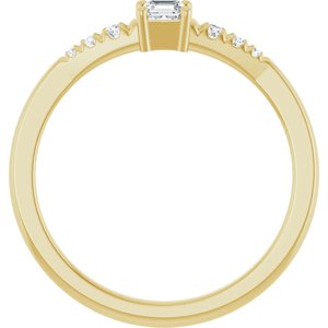 14K Yellow Gold 3x3 mm Asscher Ring Mounting – image 3