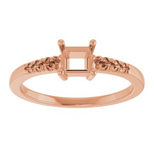 10K Rose Gold 4x4 mm Square Ring Mounting – image 6
