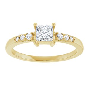 18K Yellow Gold 4x4 mm Square Ring Mounting – image 5
