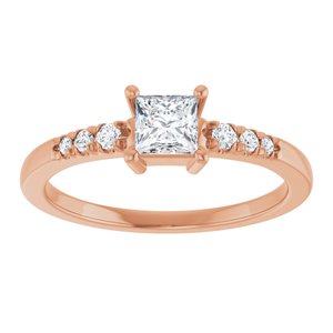 14K Rose Gold 4x4 mm Square Ring Mounting – image 5