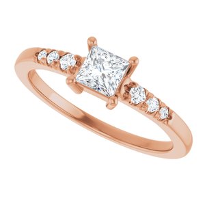 18K Rose Gold 4x4 mm Square Ring Mounting – image 8