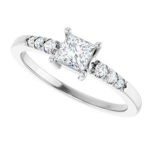 18K White Gold 4x4 mm Square Ring Mounting – image 8