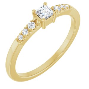 10K Yellow Gold 3x3 mm Asscher Ring Mounting