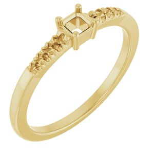 18K Yellow Gold 3x3 mm Asscher Ring Mounting – image 2