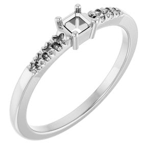 14K X1 White Gold 3x3 mm Asscher Ring Mounting – image 2