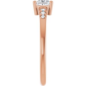 18K Rose Gold 4x4 mm Square Ring Mounting – image 7