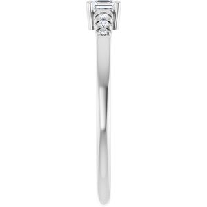 14K X1 White Gold 3x3 mm Asscher Ring Mounting – image 7