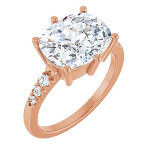 14K Rose Gold 11x9 mm Elongated Cushion Ring Mounting
