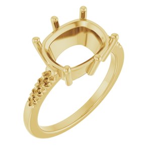 10K Yellow Gold 11x9 mm Elongated Cushion Ring Mounting – image 2