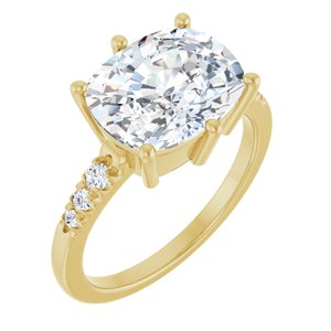 10K Yellow Gold 11x9 mm Elongated Cushion Ring Mounting