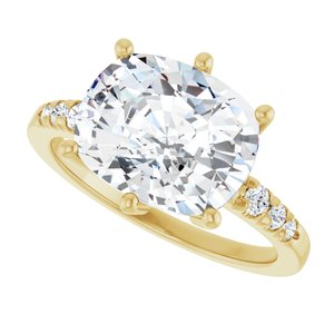 10K Yellow Gold 11x9 mm Elongated Cushion Ring Mounting – image 8