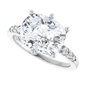 14K X1 White Gold 11x9 mm Elongated Cushion Ring Mounting – image 8