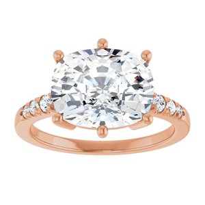 14K Rose Gold 11x9 mm Elongated Cushion Ring Mounting – image 5