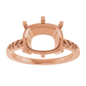 10K Rose Gold 11x9 mm Elongated Cushion Ring Mounting – image 6