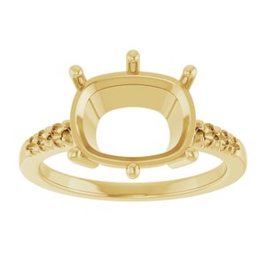 10K Yellow Gold 11x9 mm Elongated Cushion Ring Mounting – image 6