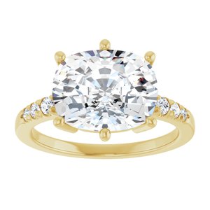18K Yellow Gold 11x9 mm Elongated Cushion Ring Mounting – image 5