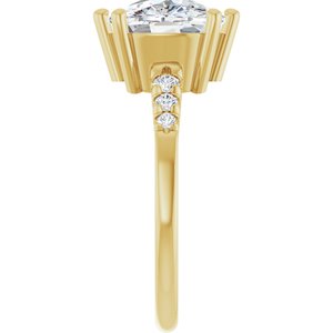 10K Yellow Gold 11x9 mm Elongated Cushion Ring Mounting – image 7