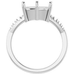 10K White Gold 11x9 mm Elongated Cushion Ring Mounting – image 4