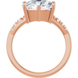 10K Rose Gold 11x9 mm Elongated Cushion Ring Mounting – image 3